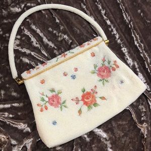 Vintage embroidered pearl clutch bag